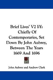 Cover of: Brief Lives' V2 I-Y by John Aubrey