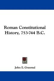 Cover of: Roman Constitutional History, 753-744 B.C.