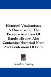 Cover of: Historical Vindications | Sewall S. Cutting