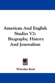 Cover of: American And English Studies V2 by Whitelaw Reid