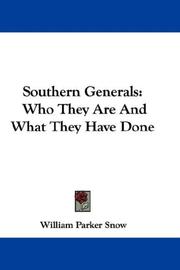 Cover of: Southern Generals by William Parker Snow