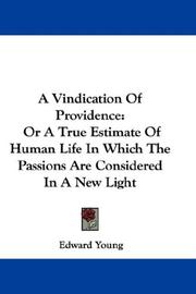 Cover of: A Vindication Of Providence by Edward Young, Edward Young