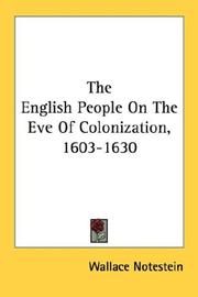 Cover of: The English People On The Eve Of Colonization, 1603-1630