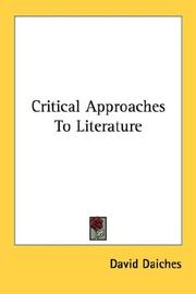 Cover of: Critical Approaches To Literature by David Daiches