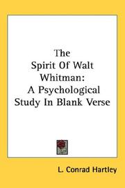 Cover of: The Spirit Of Walt Whitman by L. Conrad Hartley