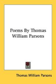 Cover of: Poems By Thomas William Parsons