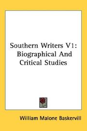 Cover of: Southern Writers V1: Biographical And Critical Studies
