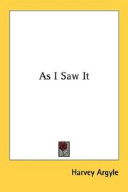 As I saw it by Harvey Argyle