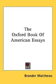 Cover of: The Oxford Book Of American Essays by Brander Matthews