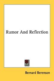 Cover of: Rumor And Reflection