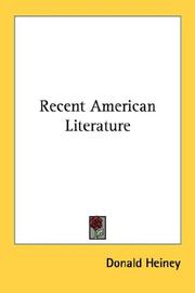 Cover of: Recent American Literature