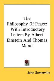 Cover of: The Philosophy Of Peace: With Introductory Letters By Albert Einstein And Thomas Mann