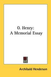 Cover of: O. Henry: A Memorial Essay