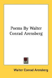 Cover of: Poems By Walter Conrad Arensberg