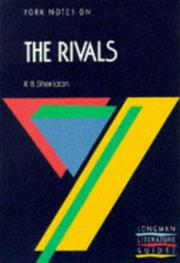 Cover of: Richard Brinsley Sheridan, "The Rivals"