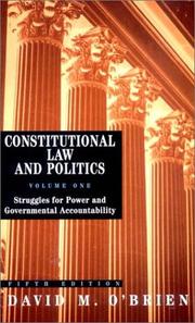 Cover of: Constitutional Law and Politics, Volume 1 by David M. O'Brien