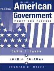 Cover of: Readings for American government by [edited by] David T. Canon, Kenneth R. Mayer, and John Coleman.