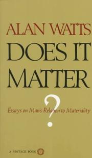 Cover of: Does It Matter? by Alan Watts