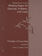 Cover of: Principles Of Accounting Working Papers Volume Two Tenth Edition by Belverd E. Needles, Jr., Marian Powers, Susan V. Crosson