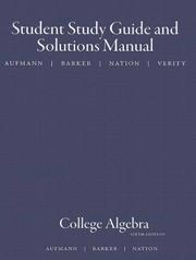 Cover of Aufmann, College Algebra Student Guide And Solutions Manual 6e by Richard N. Aufmann