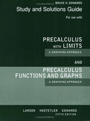 Cover of: Precalculus With Limits A Graphing Approach Study And Solutions Guide 5th Edition