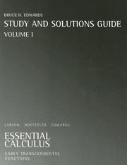 Cover of: Larson Essential Calculus Student Solution Guide Volume One