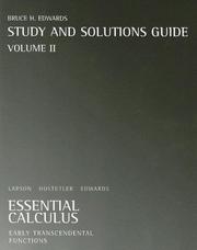 Cover of: Larson Essential Calculus Student Solution Guide Volume Two by 