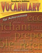 Cover of: Vocabulary for Achievement by Margaret Ann Richek