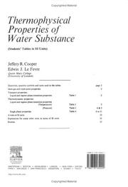 Cover of: Thermophysical Properties of Water Substance: Students' Tables in SI Units