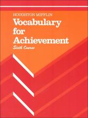 Cover of: Vocabulary for Achievement: 6th Course