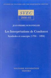 Cover of: Les Interpretations De Condorcet (Studies on Voltaire & the Eighteenth Century)