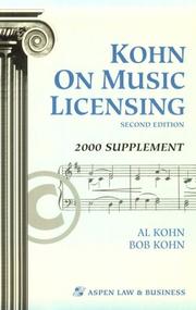 Cover of: Kohn on Music Licensing: 2000 Supplement (Kohn on Music Licensing Supplement, 2000)