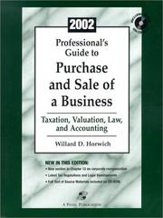Cover of: Professional's Guide to Purchase and Sale of a Business 2002 by Willard D. Horwich