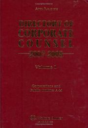 Cover of: Directory of Corporate Counsel 2007-2008 (2 vol.) (Directory of Corporate Counsel (2 vol.)) by Aspen Editorial Staff