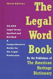 Cover of: The Legal Word Book: A Comprehensive Guide for the Legal Profession