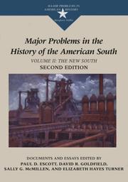 Cover of: Major problems in the history of the American South: documents and essays
