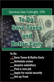 Cover of: To Do: Save Taxes and Retire Early