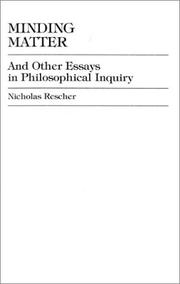 Cover of: Minding Matter: And Other Essays in Philosophical Inquiry
