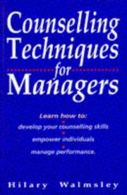 Cover of: Counselling Techniques for Managers by Hilary Walmsley