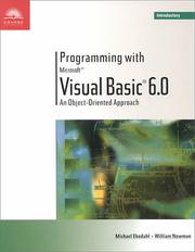 Cover of: Programming with Visual Basic 6.0: An Object-Oriented Approach - Introductory