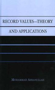 Cover of: Record Values Theory and Applications (Record Values)