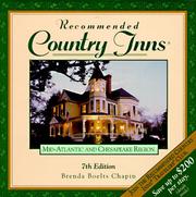 Cover of: Recommended Country Inns Mid-Atlantic and Chesapeake Region by Brenda Boelts Chapin