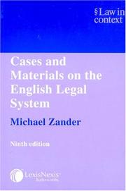 Cover of: Cases and Materials on the English Legal System (Law in Context) | Michael Zander