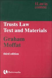 Cover of: Trusts Law by Graham Moffat, Gerard Bean, John Dewar, Marina Milner