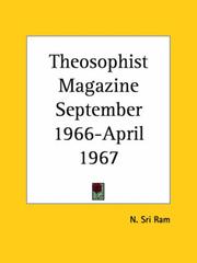 Cover of: Theosophist Magazine September 1966-April 1967 by Sri Ram, N.