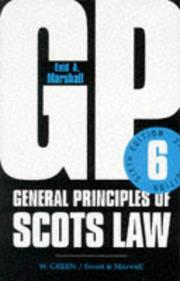 Cover of: General Principles of Scots Law