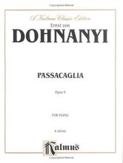 Cover of: Dohnanyi Passacaglia (Op.6) by Ernö Dohnányi