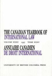 Cover of: The Canadian Yearbook of International Law/Annuaire Canadieene De Droit International 1997 by Donald M. McRae, Donald M. McRae