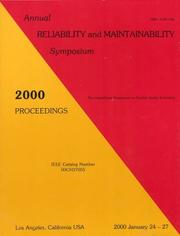 Cover of: Annual Reliability and Maintainability Symposium, 2000 Proceedings: Los Angeles, California USA : 2000 January 24-27