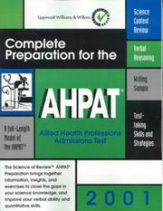 Cover of: AHPAT: Complete Preparation for the Allied Health Professions Admission Test: The Science of Review